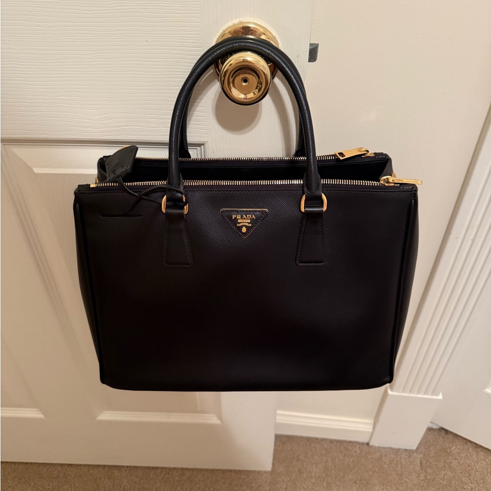 Authentic Prada Black Leather Tote Bag